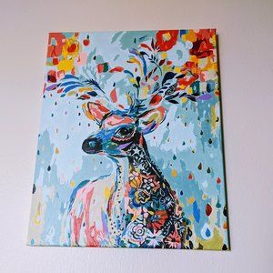 Colorful Floral Deer Paint By Numbers Canvas 16X20 Inch